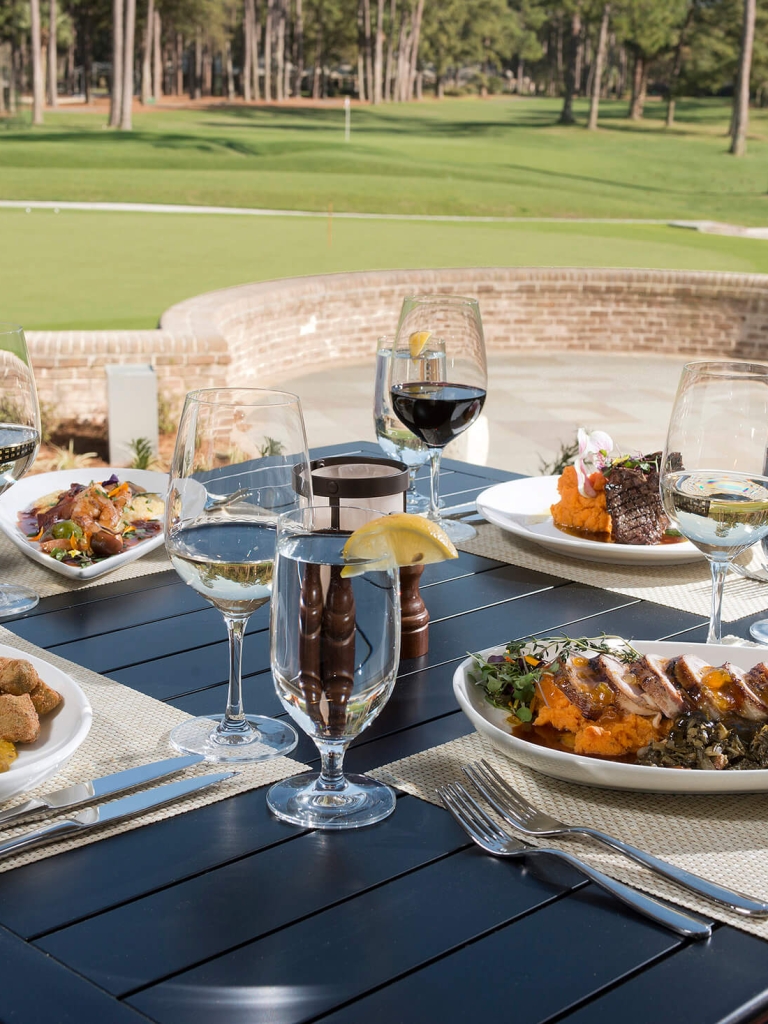 Dining next to the golf course 